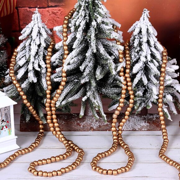 16 Feet Christmas Wood Bead Garland Wooden Bead Garland for Christmas Tree Holid - Picture 4 of 7